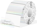 3x2 Inch Transparent Holographic Thermal Labels Stickers, Clear Self-Adhesive Direct Thermal Labels, Perforation Line Design& Waterproof- 200 Sheets