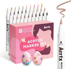 Arrtx 30 Colors Skin Color Acrylic Paint Pens, Skin Tone Paint Markers Paint Pens for Artists Adults Coloring Drawing Brush Tip for Rock Painting, Wood, Canvas, DIY Crafts Making Art Supplies