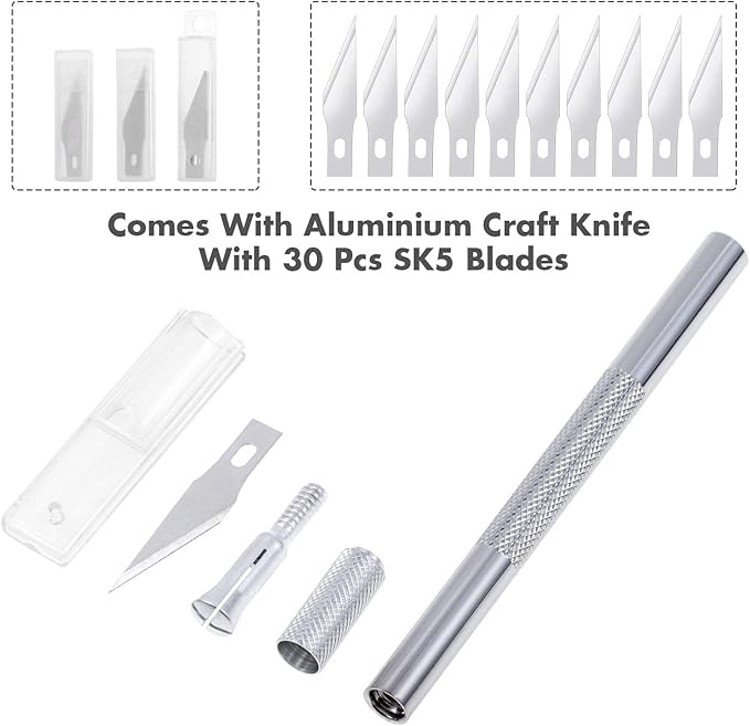 Anezus Craft Knife Precision Cutter and Self Healing Cutting Craft Mat Hobby Knife Set with 30 PCS Knife for Art Hobby Craft Scrapbooking Stencil