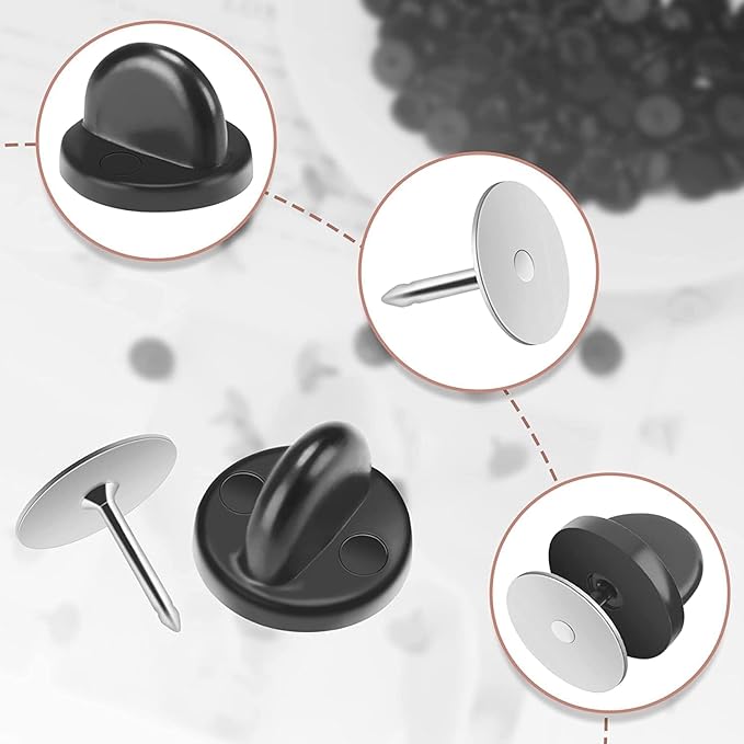 240 Pairs Rubber Blank Pin Backs Butterfly Clutch Backings Holder Tie Tacks Keepers Replacement with 9mm Length 10mm Width Lapel Enamel Pins for Craft Making