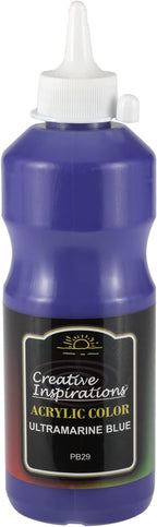 Creative Inspirations Acrylic Paint - Ultramarine Blue - 500 mL Bottle - Smooth & Creamy Consistency, Vibrant Pigmentation, Great Coverage for Artists - Clean Up with Soap & Water