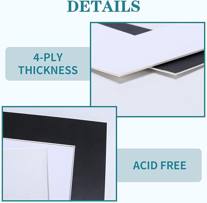 ZBEIVAN 12 Packs White and Black Colors 8x10 Picture Frame Mats for 5x7 Photos, Artworks and Prints, White Core Bevel Cut Frame Mattes