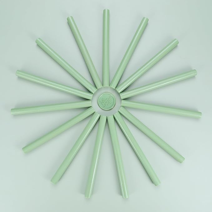 Yoption 15 Pieces Sage Green Glue Gun Sealing Wax Sticks for Wax Seal Stamp, Great for Wedding Invitations, Envelopes, Cards, Christmas Gift Ideas, Wine Packages