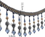 3yards Beading Fringe Trimming Long Beads Tassel Curtain Trim Ribbon Trim for Cover Edge Decorative (deep blue)