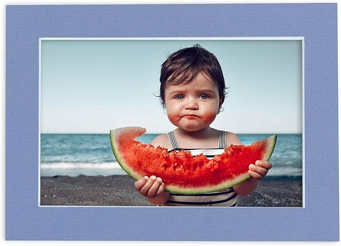 Pack of 25 Acid Free 8x10 Mats Bevel Cut for 6x8 Photos - Brittany Blue Precut Matboards With Backing Boards and Clear Photo Mat Bags For Pictures, Photos, Framing - 4-ply Thickness