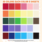 MAXECHO 8.5" X 11" Colored Cardstock Bulk 150 Sheets 30 Assorted Colors Construction Paper Card Stock Printer Paper for DIY Crafts, Kids School Supplies, Cricut, 180 GSM
