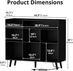Cozy Castle Large Record Player Stand, Vinyl Storage Cabinet Mid Century Modern Turntable Stand Media Console Table Open Shelf Cube CD Album Holder Organizer for Living Room, Office, Black
