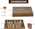 GSE Games & Sports Expert Premium Magnetic Wooden Folding Inlay Backgammon Board Game Set, Portable Travel Board Game (Double Stripe- 11 Inches)