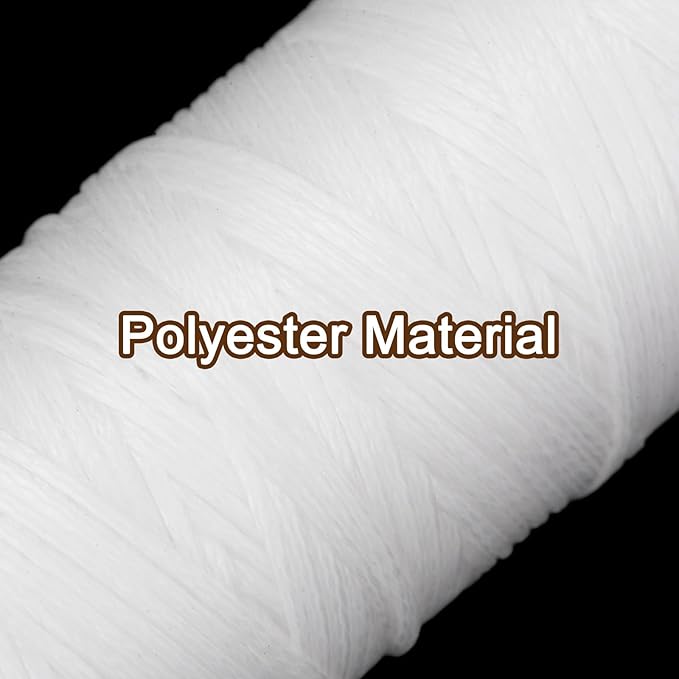 uxcell Leather Sewing Waxed Thread, 55 Yards / 50m 0.8mm 150D Flat Polyester All-Purpose Threads for Leather Crafts, Bookbinding, White