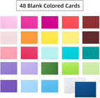 48 Pack Blank Folded Cards and Envelopes Colored Cards White Envelopes 5 x 7 Inch Colorful Greeting Cards 24 Assorted Colors Heavy Weight for Greeting,Invitation,Card Making