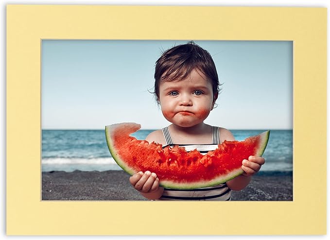 8x10 Mat for 6x8 Photo - Precut Soft Yellow Picture Matboard for Frames Measuring 8 x 10 Inches - Bevel Cut Matte to Display Art Measuring 6 x 8 Inches - Acid Free ONE MAT