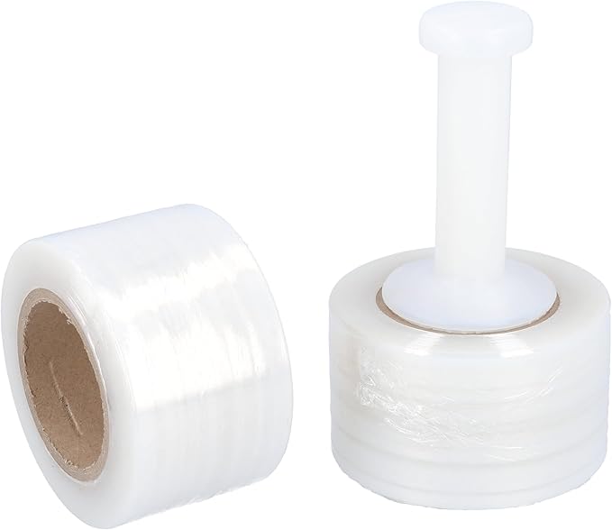 PSBM Mini Stretch Wrap with Handle, 24 Pack, 2 Inch x 700 Feet, 120 Gauge, Clear, Small Plastic Cling Film for Pallets Moving Storing