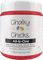 Chalky Chicks All-in-One Chalk Paint for Furniture or Cabinet - 4 Fl Oz - Matte Finish Poppy (Deep Red-Pink) for Metal, Wood Furniture Paint - No Sanding All-in-One for Home Decor & Crafts, USA Made