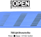 OPEN Slow-Drying Acrylics by GOLDEN, Light Ultramarine Blue, 5 fl oz. tube, Professional Acrylic Paint, Opaque