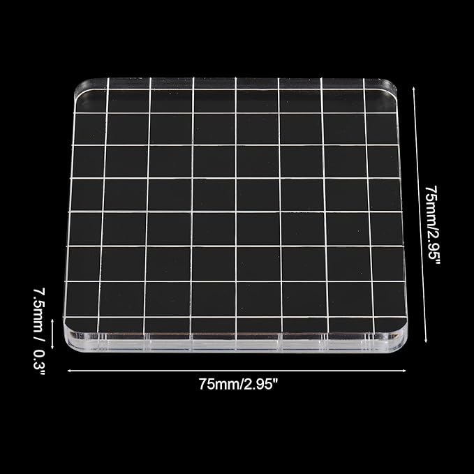 PATIKIL 3"x3" Acrylic Stamp Block, 6Pcs Clear Stamping Block with Grid Lines Decorative Mounting Blocks Square for Scrapbooking DIY Crafts Card Making