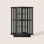XIMN 360° Rotating Bamboo CD/DVD Shelf - 6-Tier Space-Saving Media Storage Cabinet for Movies, Organizer with Super Compact Design (Black, 2 Tier)