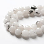 60pcs 6mm Natural Black Rutilated Quartz Crystal Jade Stone Beads for Jewelry Making Energy Healing Power Stone Beads DIY Bracelet Necklace Accessories 15" (6mm, Black Rutilated Quartz Jade)