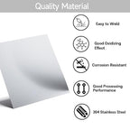 304 Stainless Steel Sheet - 2PCS 12" X 8" X 1/32" Thin Stainless Steel Plate 1/32 Inch Thickness with Protective Film Metal Sheets Shim Stock for Kitchen DIY Crafting (305 x 203 x 0.76 mm)