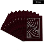 Pack of Ten Acid Free 11x14 Mats Bevel Cut for 8.5x11 Photos - Dark Red Suede Precut Matboards With Backing Boards and Self Seal Photo Mat Bags For Pictures, Photos, Framing - 4-ply Thickness
