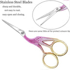BIHRTC 4.5Inch Stork Stainless Steel Sharp Tip Scissors with Leather Safe Cover Sewing Dressmaker Scissors for Embroidery Craft Needle Work Art Work Handcraft Threading