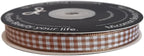 Micomon Khaki and White Woven Edge Plaid Ribbon 100% Polyester Gingham Ribbon 25 Yards Each Roll (3/8"Khaki)