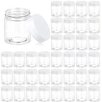 Eternal Moment 36 Pack 3 OZ Plastic Jars Round Clear Cosmetic Container Jars with White Lids, Perfect for Lotion, Slime，Cream, Ointments, Makeup, Eye Shadow, Samples, Pot, Travel Storage