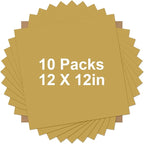HTVRONT Gold HTV Heat Transfer Vinyl Bundle: 10 Pack 12"x12" Iron on Vinyl for T-Shirt (1 PTFE Sheet Included), PU HTV Vinyl Easy to Cut & Weed for Heat Design
