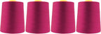 Mandala Crafts 4 Pack of Serger Threads Cones Spools - 20S/2 24000 Yards Polyester Magenta Threads for Sergers Machine and Overlock Quilting Sewing Machine