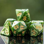 7-Die DND Dice Set Polyhedral Dice Set with a Leather Dice Bag, D&D Dice Set for Dungeons and Dragons, RPG Table Games (Green)