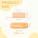 PATIKIL 4 Pack Erasers, Sliding Retractable Eraser Push Pull Cute Pencil Erasers Soft Large Easy to Clean with Plastic Sleeve for Sketching Drawing Artists Teacher Pencils, Orange