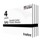 Trotec TroLase | 12"x20"x1/16", 4 Pcs | White/Black | 2 Ply | Modified Acrylic | Laser Engraving Double Color Plastic Sheet | Engraving Blanks for Laser, Saw, Guillotine | Made in USA
