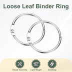 PATIKIL 1.3" x 1.5" Loose Leaf Binder Rings, 30 Pcs Metal Book Rings Nickel Keychain Ring for Paper Index Cards Flash Card Notebook Rings Office Home Book Binder, Silver Tone