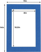 11x14 Mat for 8.5x11 Photo - Precut Royal Blue Picture Matboard for Frames 11 x 14 Inches - Bevel Cut to Display Art 8.5 x 11 Inches - Acid Free Pack of 25 MATS with Backing Boards & Clear Bags