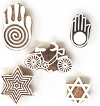 Hashcart Wooden Stamp Block, Printing Stamp Design Set | Block for Printing Saree Border | Dresses, Craft Card Making, Scrapbook, Clay Pottery | Set of 5