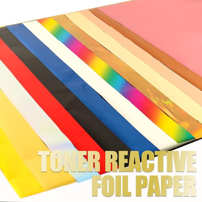 50 Sheets Toner Reactive Foil Sheet for Crafts Paper Holographic Heat Transfer Craft Foil Paper for Scrapbooking Stamping Cardstock Heat Transfer DIY Crafts Accessories 7.9 x 11.4inch-Purple