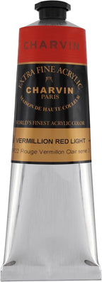 Charvin Extra Fine Professional Acrylic Paint - Vermilion Red Light, 150ml Tube, Triple-Milled, Lightfast Pigments, Open Stock Artist Acrylic Paints in Nature-Inspired Hues