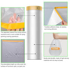 Pre-Taped Masking Film-43inx65ft Tape and Drape Painters Plastic Rolls, Plastic Painting Film for Automotive Painting Covering,Protective Drop Film for Furniture, Car, Floor (4rolls, 43in×65ft)