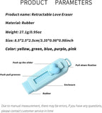 5 Pack Sliding Retractable Pencil Eraser with Plastic Sleeve, Large White Erasers for School Office, Art Erasers for Drawing