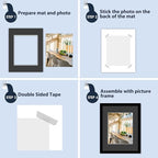 MBC Mat Board Center, Pack of 5, 11x14 for 8x10 Black Photo Picture Mat - Acid Free, 4-ply Thickness, White Core - for Pictures, Photos, Framing
