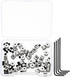 MECCANIXITY 40 Pcs Metal Locking Pin Backs, Locking Pin Keepers Clasp 5mm(H) with 4 Wrench Replacement in Storage Case for Badge, Brooch, Silver Tone