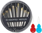 Eketirry Premium Hand Sewing Needles，30-Count Assorted Needles for Sewing Repair, 6 Different Sizes Sewing Needles with 2 Threaders (Black,1)