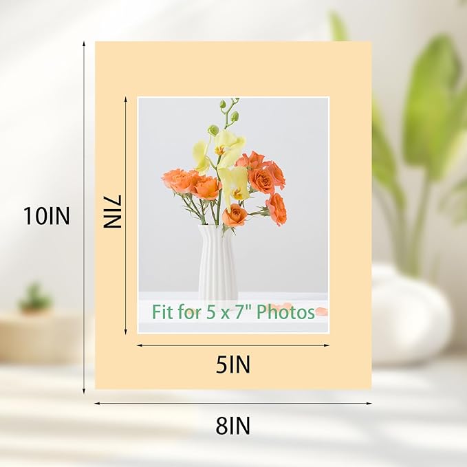 Prudiut 15 Pack 8x10 Picture Mats, Mixed Colors Frame Mattes for 5x7 Pictures Photo Frame Mat Core Bevel Cut Mat Board Show Kit for Photos, Prints, Artworks