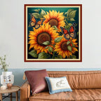 Joyhoor Stamped Cross Stitch Kits for Beginners, Needlepoint Kits for Adults, 11CT Counted Embroidery Kits-Magic Sunflower 18x18 inchs