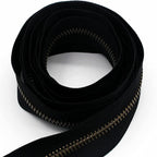 #5 Antique Brass Metal Zippers by The Yard Bulk 2 Yards Black Tape with 10 pcs Sliders Handmade Zipper for Sewing Craft Bag Backpack, Wallets, Purses Leekayer