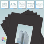 MBC MAT BOARD CENTER, 5 Pack 16x20 for 8x10 Black Picture Mats Frame Mattes, Bevel Cut, Acid Free, 4-ply Thickness