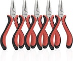 Small Needle Nose Pliers 5"-5 Pack Mini Needle Nose Pliers, Spring Loaded Needle Nose Pliers, Jewelry Pliers Needle Nose for Jewelry Making