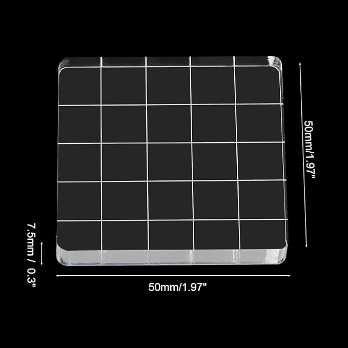 PATIKIL 2"x2" Acrylic Stamp Block, 6Pcs Clear Stamping Block with Grid Lines Decorative Mounting Blocks Square for Scrapbooking DIY Crafts Card Making
