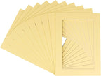 5x7 Mat for 8.5x11 Frame - Precut Mat Board Acid-Free Soft Yellow 5x7 Photo Matte For a 8.5x11 Picture Frame, Premium Matboard for Family Photos, Show Kits, Art, Picture Framing, Pack of 10 Mats