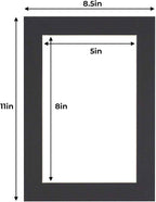 Poster Palooza 5.5x8.5 Mat for 8.5x11 Frame Acid-Free Kit with Backing Board Clear Bags Black 5.5x8.5 Photo Matte Made to Fit a 8.5x11 Picture Frame Matboard for Framing, Pack of 25 Mats