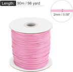 MECCANIXITY Waxed Cord 2mm Waxed Polyester Cord 98 Yard Wax String for Bracelet Making, Necklaces, Beading, Jewelry Making and DIY Crafts(Pink)